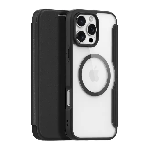 Dux Ducis Skin X Pro fliptok iPhone 16 Pro Max-hoz MagSafe funkcióval és fekete színben