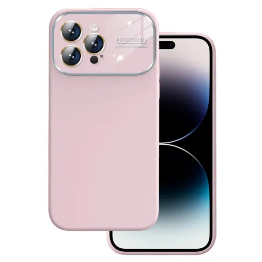 Soft Silicone iPhone 15 lencsevédős tok világos rózsaszín