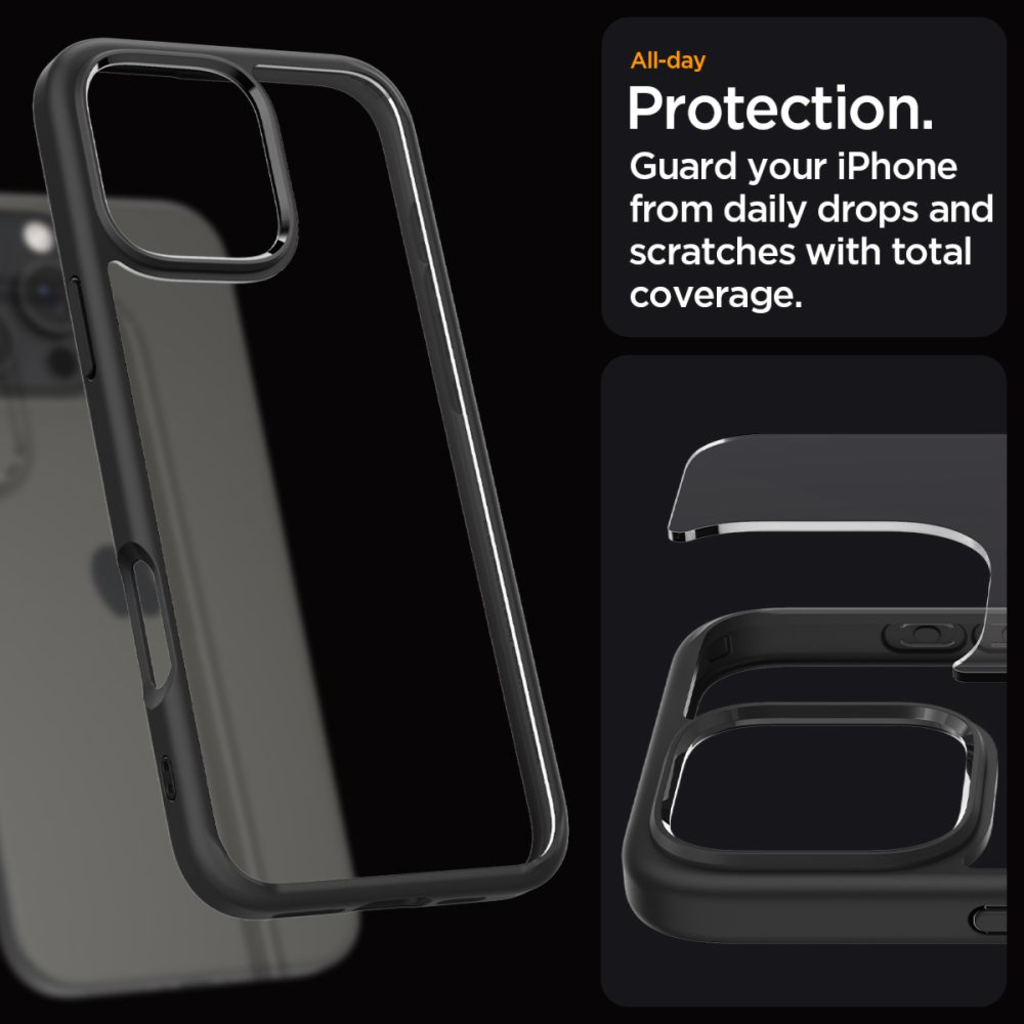  IPHONE 16 Pro Max matt fekete SPIGEN Ultra Hybrid tok - 12