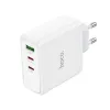 HOCO fali töltő 2 x Type C + USB A QC PD 65W GaN N30 fehér - 3. kép