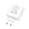 HOCO fali töltő 2 x Type C + USB A QC PD 65W GaN N30 fehér - 4. kép