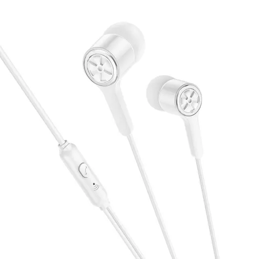 HOCO vezetékes fülhallgatók Jack 3,5 mm mikrofonnal M104 fehér