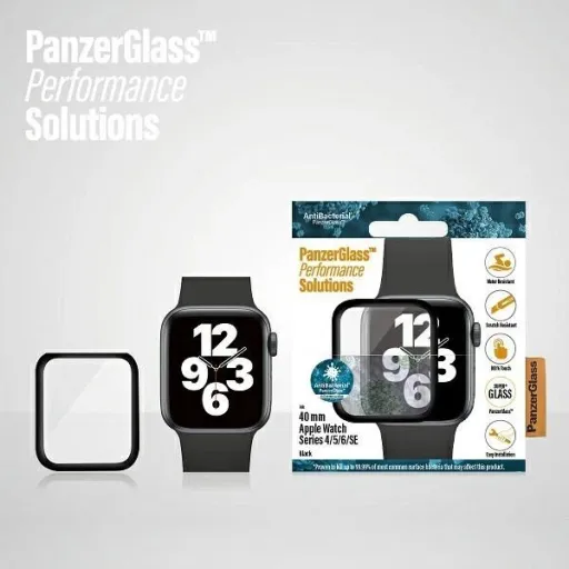 PanzerGlass Hajlított Antibakteriális Edzett Üveg Apple Watch 4/5/6/SE - 40mm - Fekete üvegfólia