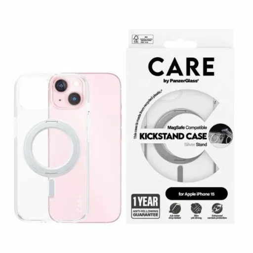 CARE by PanzerGlass Kickstand tok MagSafe iPhone 15 - ezüst