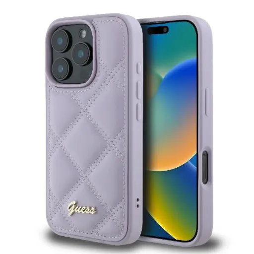 Original Case GUESS Steppelt Fém Logó GUHCP16XPSQSQSU iPhone 16 Pro Max tok világoslila