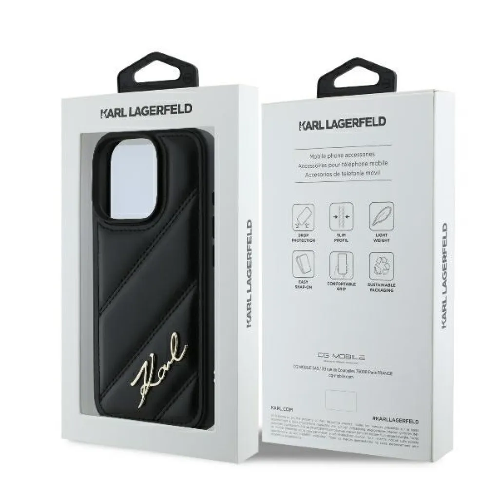  iPhone 16 Pro Max fekete Original Pouch KARL LAGERFELD keménytok Steppelt Signature KLHCP16XPQDSMGK - 7
