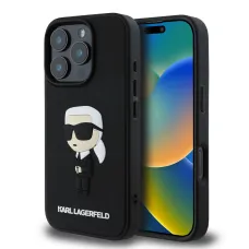 Karl Lagerfeld 3D Gumi Ikonik tok iPhone 16 Pro Fekete