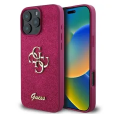 Original Case GUESS hardcase rögzített csillámos nagy 4G GUHCP16XHG4SGU iPhone 16 Pro Max tok világos lila