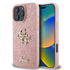 Original Case GUESS keménytok Rögzített Csillogó Nagy 4G GUHCP16LHG4SGp iPhone 16 Pro rózsaszín tok