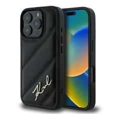 Eredeti Pouch KARL LAGERFELD keménytok Steppelt Signature KLHCP16LPQDSMGK iPhone 16 Pro Fekete tok