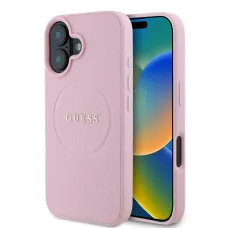 Guess PU Grained Classic Logo MagSafe tok az iPhone 16 Pink