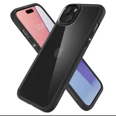 Spigen Crystal Hybrid tok, matt fekete - iPhone 15 Plus tok