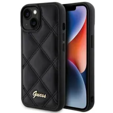 Guess Quilted Metal Logo tok iPhone 15 - fekete