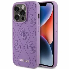 Guess Leather 4G Stamped tok iPhone 15 Pro - lila