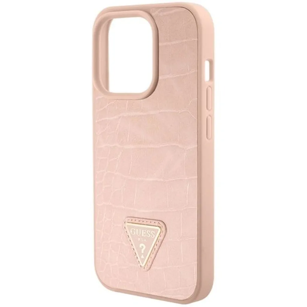 Guess GUHCP15XPCRTHCP iPhone 15 Pro Max pink/pink keménytok Croco Triangle Metal Logo - 7