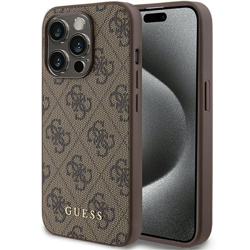 Guess 4G Metal Gold Logo tok iPhone 15 Pro - barna Guess 4G Metal Gold Logo tok iPhone 15 Pro - barna