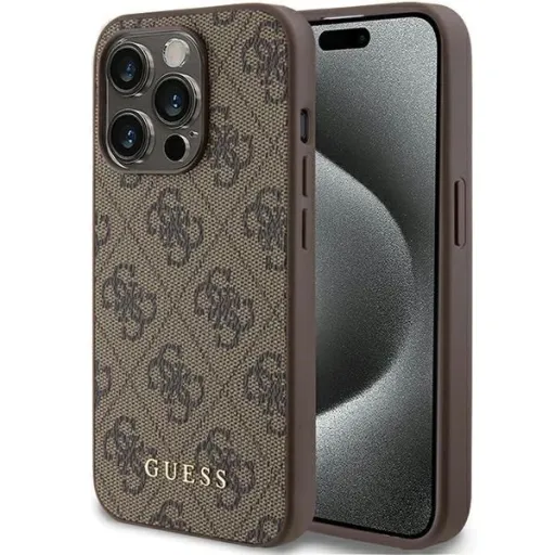 Guess 4G Metal Gold Logo tok iPhone 15 Pro - barna