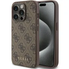 Guess 4G Metal Gold Logo tok iPhone 15 Pro - barna