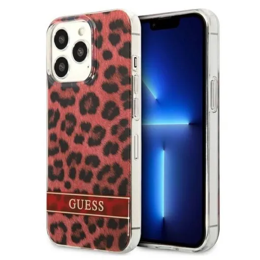 Guess GUHCP13LHSLEOR iPhone 13 Pro piros/piros kemény tok Leopard