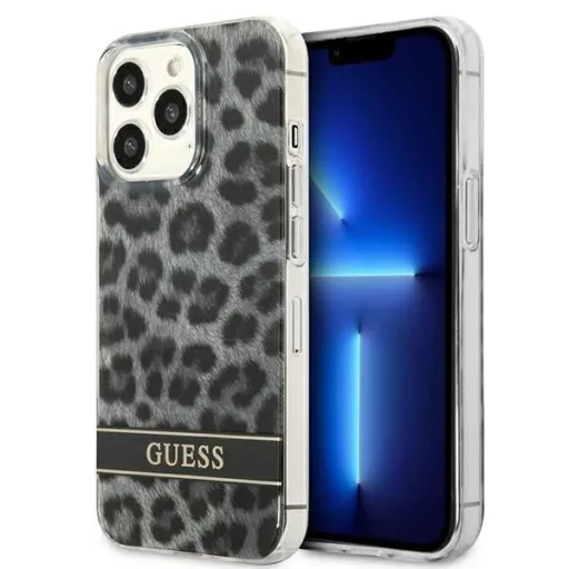 Guess GUHCP13LHSLEOK iPhone 13 Pro szürke/szürke kemény tok Leopárd tok