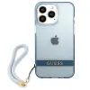 Guess GUHCP13LHTSGSB iPhone 13 Pro kék / kék kemény tok Translucent Stap tok - 1. kép