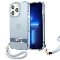 Guess GUHCP13LHTSGSB iPhone 13 Pro kék / kék kemény tok Translucent Stap tok