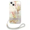 Guess GUOHCP14MHFLSU iPhone 14 Plus 6.7 lila / lila kemény tok Flower Strap tok - 0. kép