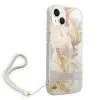 Guess GUOHCP14MHFLSU iPhone 14 Plus 6.7 lila / lila kemény tok Flower Strap tok - 1. kép