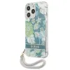 Guess GUHCP13LHFLSN iPhone 13 Pro zöld/zöld keménytok Flower Strap tok - 0. kép