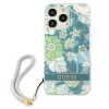 Guess GUHCP13LHFLSN iPhone 13 Pro zöld/zöld keménytok Flower Strap tok - 1. kép