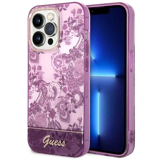 Guess Porcelain Collection tok iPhone 14 Pro Max - fukszia