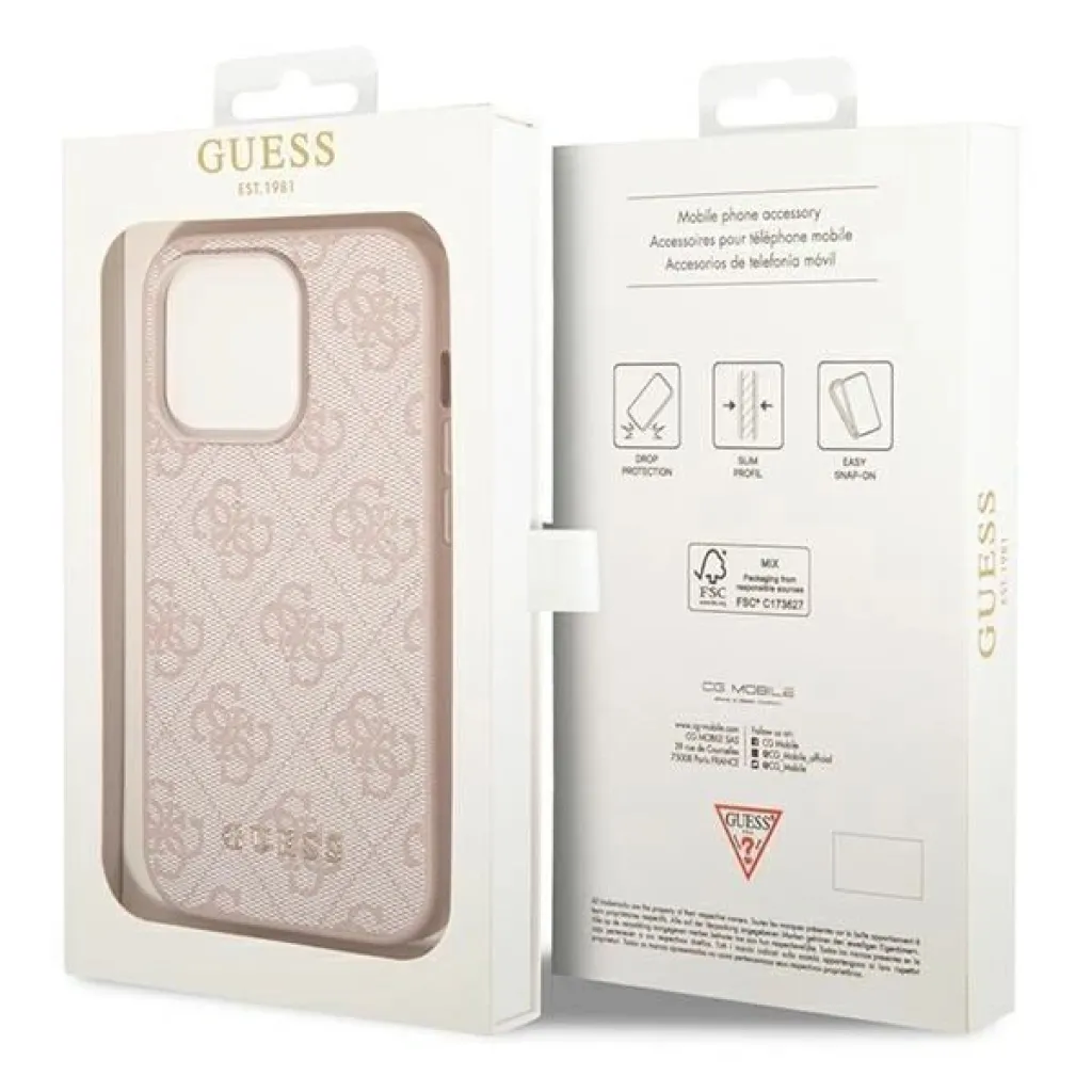 Guess GUHCP14XG4GFPI iPhone 14 Pro Max 6,7" rózsaszín hard tok 4G Metal Gold Logo - 8
