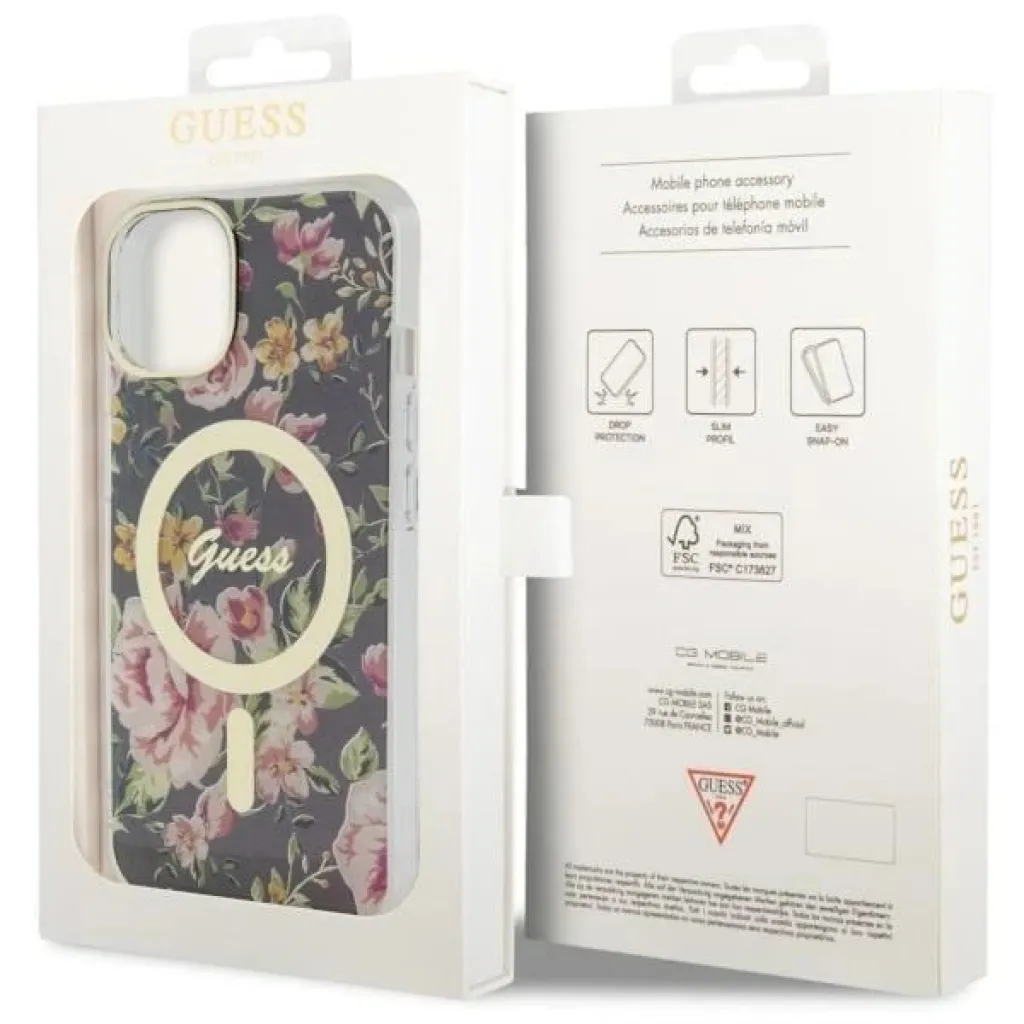 Guess Flower MagSafe tok iPhone 14-hez - fekete - 8