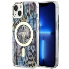 Guess Leopard MagSafe tok iPhone 14-hez - kék