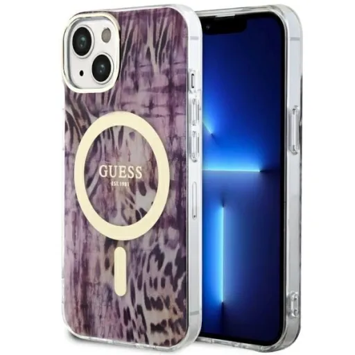 Guess Leopard MagSafe tok iPhone 14-hez - rózsaszín