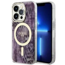 Guess GUHMP14XHLEOPWP iPhone 14 Pro Max 6.7" pink/pink hardcase Leopard MagSafe