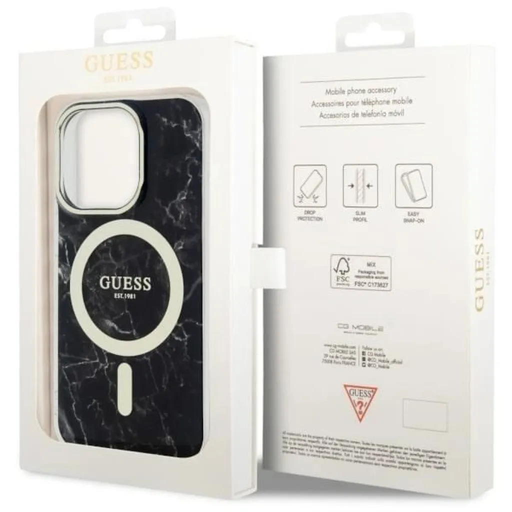 Guess GUHMP14XPCUMAK iPhone 14 Pro Max 6.7" fekete/fekete kemény tok Marble MagSafe - 8