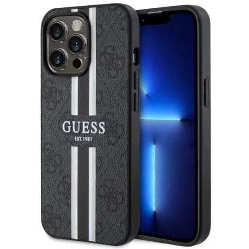 Guess GUHMP13LP4RPSK iPhone 13 Pro / 13 6.1” fekete/fekete kemény tok 4G Printed Stripes MagSafe tok