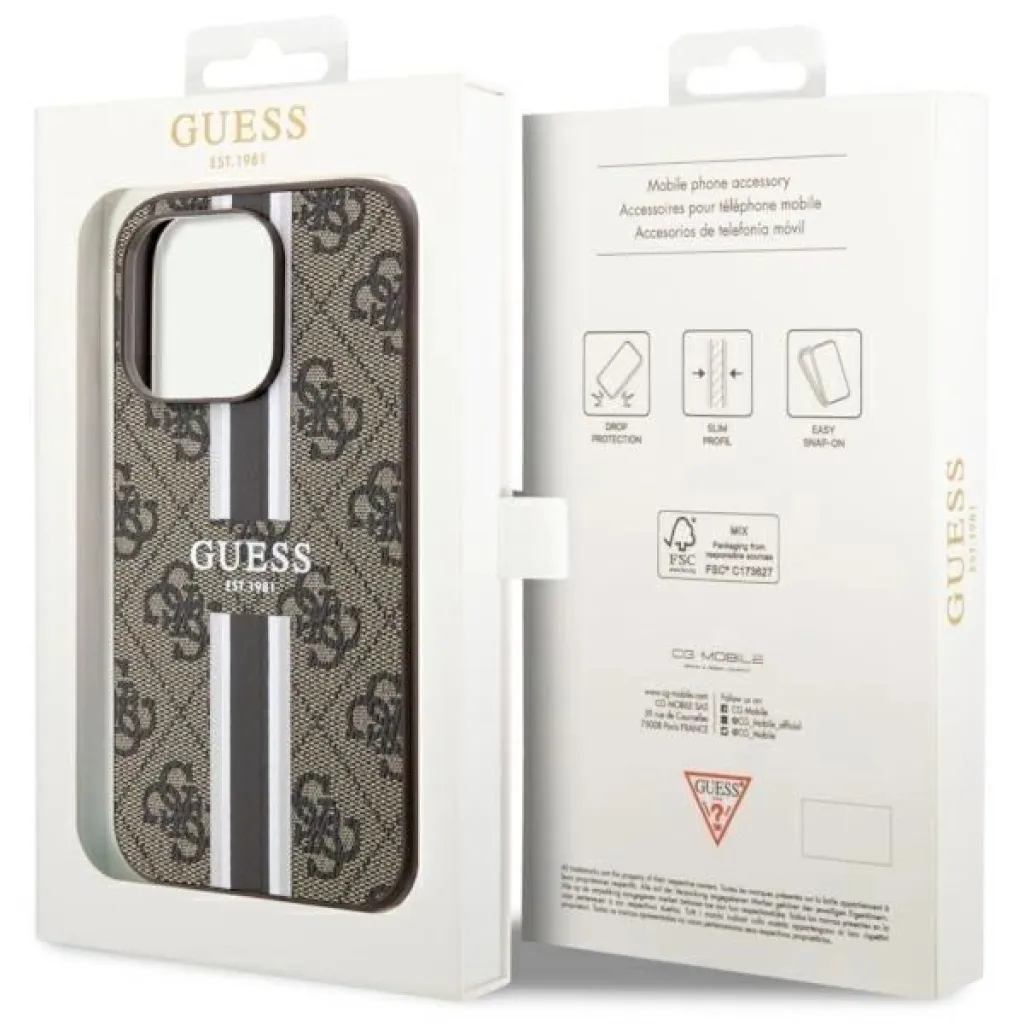Guess GUHMP14XP4RPSW iPhone 14 Pro Max 6.7" barna/barna kemény tok 4G Printed Stripes MagSafe tok - 8