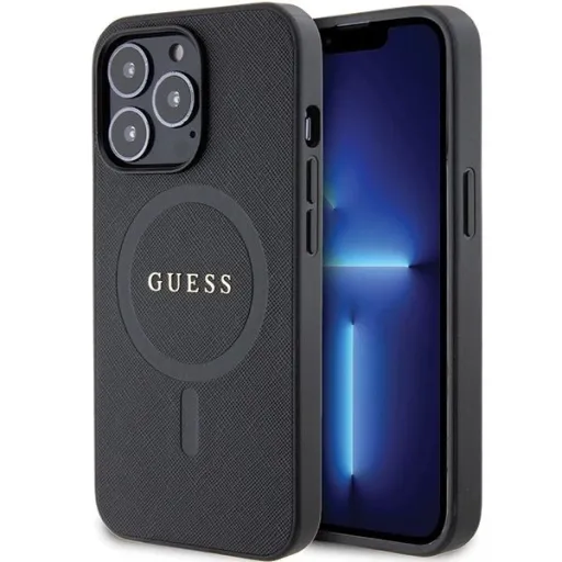 Guess GUHMP13LPSAHMCK tok iPhone 13 Pro / 13 - fekete Saffiano MagSafe