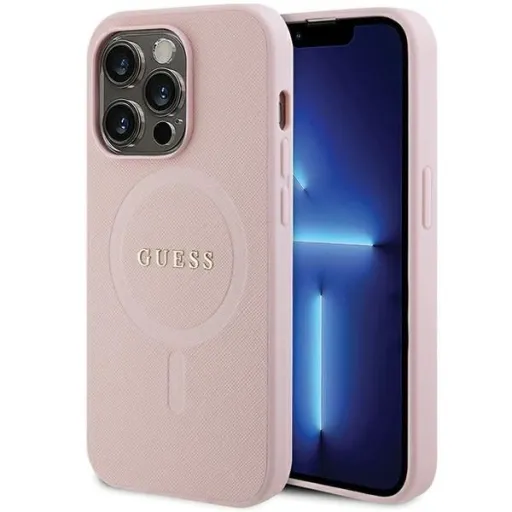 Guess GUHMP13LPSAHMCP tok iPhone 13 Pro / 13 - pink Saffiano MagSafe