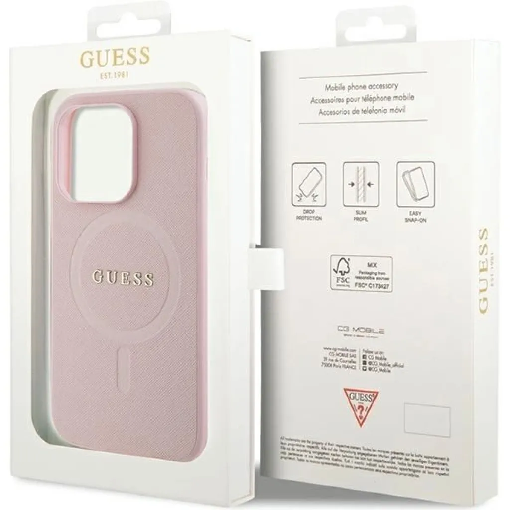 Guess GUHMP14XPSAHMCP tok iPhone 14 Pro Max számára - rózsaszín Saffiano MagSafe - 8