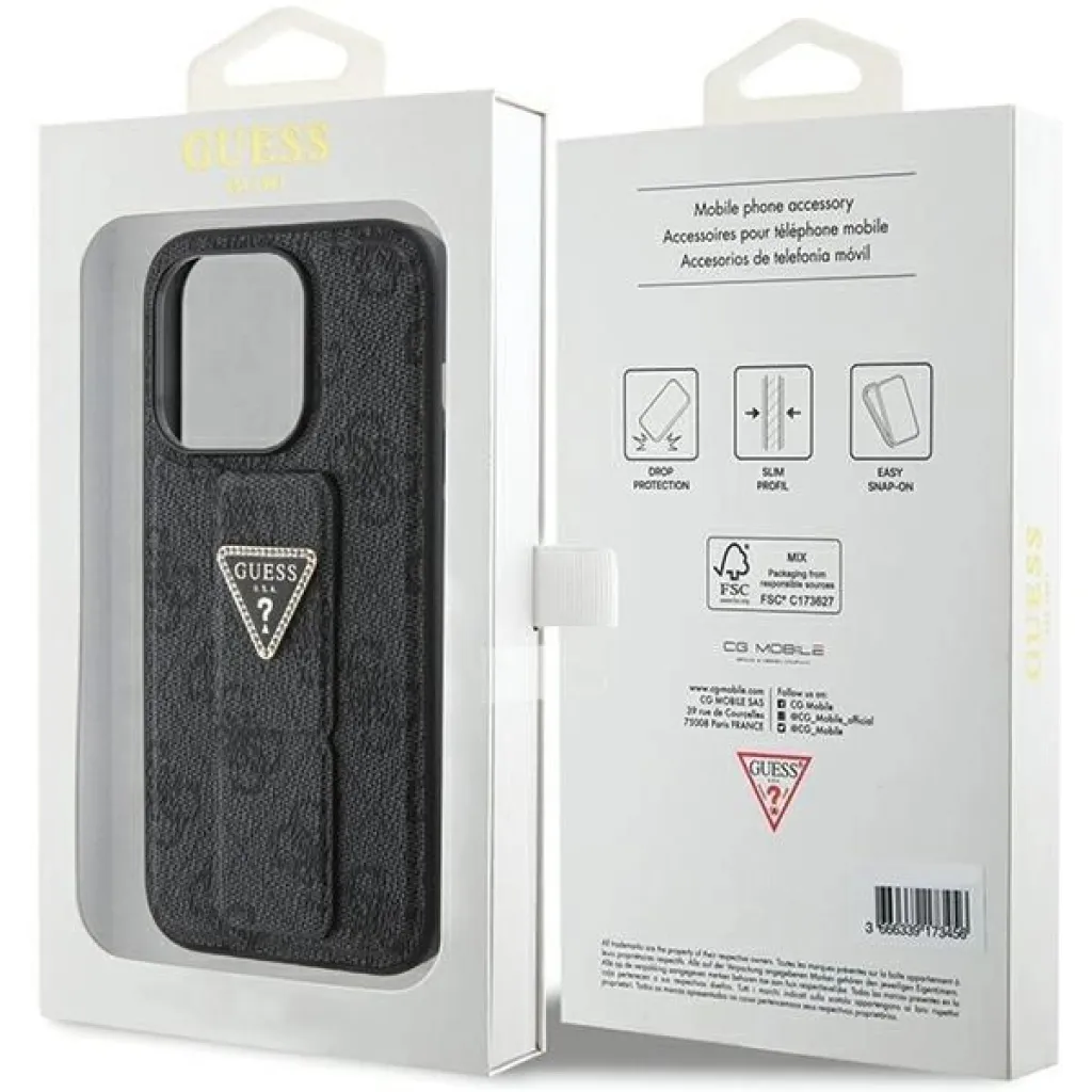 Guess Grip Stand 4G Triangle Strass tok iPhone 15 Pro Max - fekete - 9