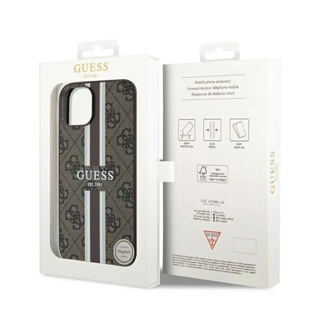 Guess 4G Printed Stripes MagSafe tok iPhone 15/14/13 - barna - 8