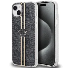 Guess IML 4G Gold Stripe tok iPhone 15 Plus / 14 Plus - fekete