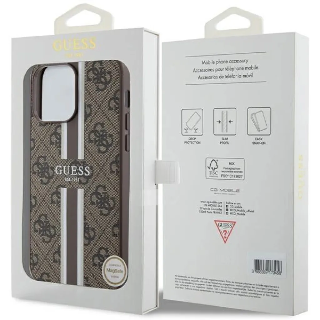 Guess 4G Printed Stripes MagSafe tok - iPhone 15 Pro Max - barna - 8