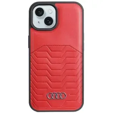 Audi Synthetic Leather tok MagSafe-fel iPhone 15 Plus / 14 Plus - Piros