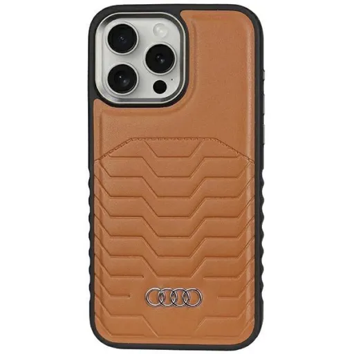 Audi szintetikus bőrtok MagSafe-val iPhone 15 Pro Max-hez - barna tok Audi szintetikus bőrtok MagSafe-val iPhone 15 Pro Max-hez - barna tok