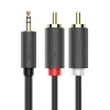 Ugreen AV102 10513 kábel 3,5 mm-es mini jack (apa) / 2RCA (apa) 5 m - szürke - 0. kép