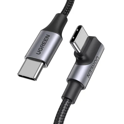 Ugreen US334 70645 USB-C (könyök) / USB-C (egyenes) kábel 100W PD 2m - fekete